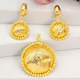Necklace Earrings Set Jewelry For Women Nigeria Italian Pendant Brazilian Gold Plated 24k Party Wedding