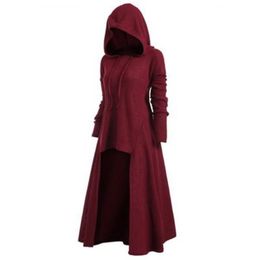 Casual Dresses Fantastic Girls Halloween Theme Gothic Hood Stain Cloak Wicca Robe Large Size Hooded Loose Elastic Solid Color Dress