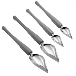 Dinnerware Sets 4pcs Dessert Decorating Spoons Chocolate Dipping Tools Multipurpose Stainless Steel Chef Art Sauce Painting Spoon