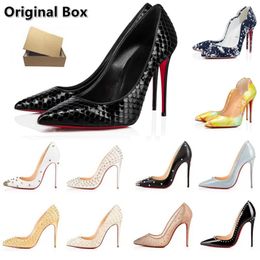 With Box High Heels Designer Leather Suede Wedding Shoe Luxury Glitter Rivets Triple Black Nude Pink White Rhinestone Office Career Party Women heel 8 10 12CM 35-44