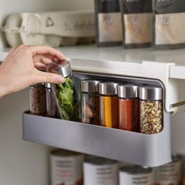 Hooks & Rails Home Under-Shelf Kitchen Self-adhesive Wall-mounted Spice Organiser Bottle Storage Rack Supplies