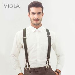 Suspenders Classic 6 Clips 3.5cm Width Wide Men Suspenders Vintage Brace Luxury Trousers Strap Male Gift Accessories Daily Top Quality 230314