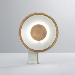 Table Lamps Postmodern Luxury LED Light Marble White Plus Gold Creative Desk Lamp For Bedroom Bedside Study Room Decoration