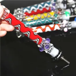 smoking mini nectar kit straw quartz tips Glass water pipes bong pipe titanium quarts Dab Oil Rigs hookahs dabber tools