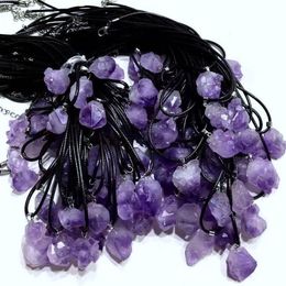 Cheap Fashion Irregular Amethyst Crystal Pendant Natural Stone Necklace for women Jewellery