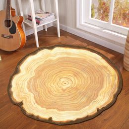 Bath Mats Charming Geometric Abstract Mat Round Imitation Wood Grain Pattern Bathroom Carpet Soft Anti-Slip Rug Home Supplies