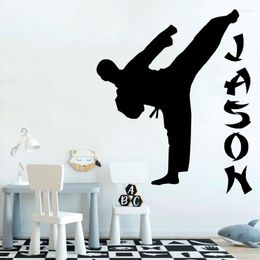 Wall Stickers Customizable Name Karate Sticker Taekwondo Hall Boys Teen Activity Bedroom Home Decor Decal Gifts For Kids