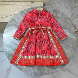 Girl's Dresses Light luxury children's clothing 2022 new girl's printed lapel European and American style sweet and western style dress W0314