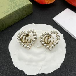 Designer Earring Letter Double G Logo Stud Earing Luxury Women Fashion Hoop Jewellery Metal GGity Crystal Pearl Earring cjeweler Women's Gift IYT