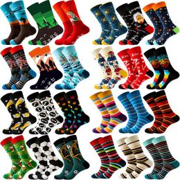 Men's Socks Pairs/Pack Colorful Men Crew Party Crazy Cotton Happy Funny Skateboard Novelty Dress Wedding For GiftsMen's