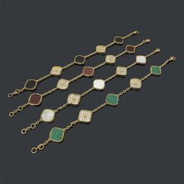 2023 Fashion Charm Diamond Chain Crystal Women's Four-leaf High Quality Stainless Steel Designer Bracelet