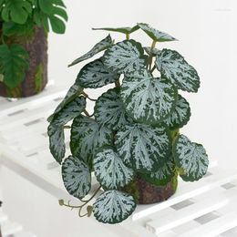 Decorative Flowers Artificial Plastic Fake Leaf Bonsai Green Plant Ornaments Wedding Hall Home Desk Garden Decoration Small Potted