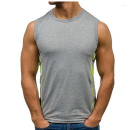 Men's Tank Tops 2023 Summer Casual Fitness Joggers O-neck Sleeveness Side Striped Wide Shoulder Vest Men Clothes Top