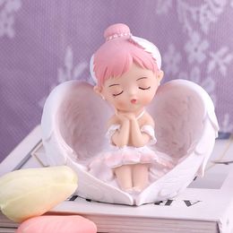 Decorative Objects Figurines Ballerina Shell Angel Statue Cute Desktop Miniatures Resin Desk Themed Bedroom P1 230314