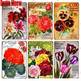 Flower Rose Vintage Tin Sign My Garden Home Sweet Home Sign Decorative Plate Garden Living Room Club Decor Wall Decoration 30X20cm W03
