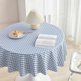 Table Cloth PVC Plaid Waterproof Antifouling Round Tablecloth Pastoral Restaurant Thread Lace Cover