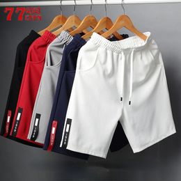 Men's Shorts Casual Shorts Men Polyester Running Sport Baseball Shorts Male Summer Elastic Waist Loose Solid Knee Length Pant Bermuda 230314