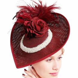Stingy Brim Hats Sinamay Fascinator Topi Wanita Pernikahan Berbentuk Air Mata Pesta Karnaval Fedora Kepala Gereja 230313