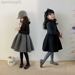 Girl's Dresses 4 8 10 12 14 Years Girls Winter High Neck Dress Cotton Elegant Teenager Girls Long Sleeve Autumn Pleated Princess Dress Clothing W0314