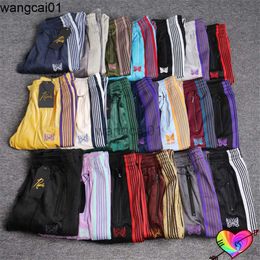 wangcai01 Men's Pants 2022 Multicolor Needles Sport Pants Men Women 1 1 High Quality Multi Embroidered Butterfly Stripe Needles Pants AWGE Trousers 0315H23
