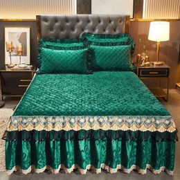 Bed Skirt RainFire Velvet Princess Bedspread Luxury High Quality Lace Bed Skirt King Size Fashion Decor Sheets for Bed Home Textiles 230314