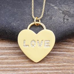 Chains AIBEF Romantic Love Letter Heart-Shaped Pendant Necklace Inlaid Zircon Jewellery Female Simple French Chic Wedding Gift