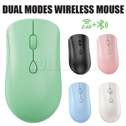 Dubbellägen Bluetooth 2.4 GHz trådlösa möss laddningsbara mus tyst tyst klick för dator PC -bärbar dator med detaljhandelspaket