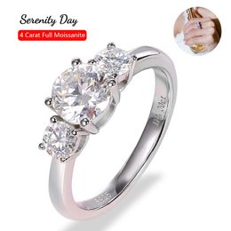 Wedding Rings Serenity Day D Colour 4 Carat Row Ring Fine Jewellery S925 Sterling Silver Plated Pt950 Sparkling Wedding Band Wholesale 230313