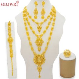 Wedding Jewellery Sets Dubai Jewellery Sets Gold Colour Necklace Earring Set For Women African France Wedding Party Jewelery Ethiopia Bridal Gifts 230313