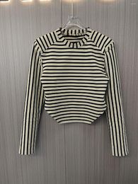 Women's T Shirts 2023SS Spring Fashion Women Casual Striped Long Sleeve Slim T-Shirt Female Chic Tops Tee Tutu