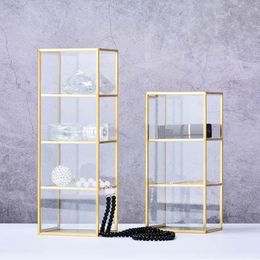 Bathroom Storage & Organisation HUNYOO Nordic Cosmetics Box Gold Glass Jewellery Plate Makeup Transparent Belt Brush Large Capacity