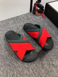 2023 Luxury Women Slippers Designer Rubber Slides Sandal Flat Blooms Green Red White Web Fashion Shoes Beach Flip Flops Flower Box