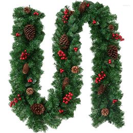 Christmas Decorations Rattan With Flower Pendant Bow-knot Pinecone Door Green Rattans Cute Ornaments Accessories