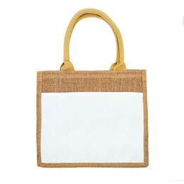 Sublimation Blank Jute tote bags shopping bag for DIY Totes blanks with front pocket