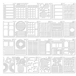 24Pcs Journal Stencil Planner Set Ultimate Productivity Stencils For A5 Dotted Journals Time Saving Supplies