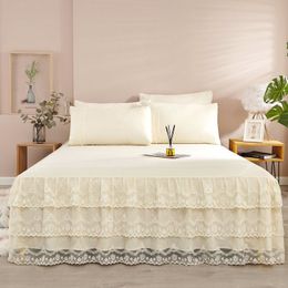 Bed Skirt Solid Colour Bed Skirt Comfortable Fade Resistant Twin Full Queen King Bedding Lace Bedspread Bed Cover Home Textile Decoration 230314