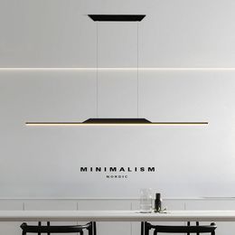 Simple modern dining room Pendant Lamps lword long strip led chandeliers bar Lamp dining table kitchen island study studio lighting 2023