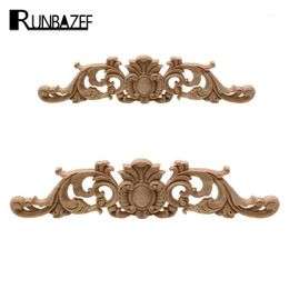 Decorative Figurines Objects & RUNBAZEF Woodcarving Decal Home Furniture Carved Applique Window Door Decor Wooden Miniatures Crafts Garden D