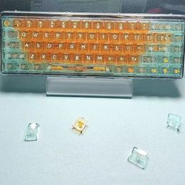 132 Key Crystal PC Transparent Keycaps Set CBSA Profile Backlit Orange Keycap for MX Cherry Switch Mechanical Gaming Keyboard