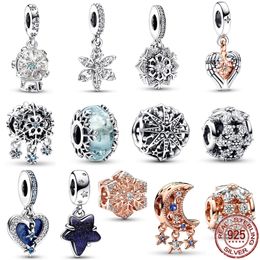 Fit Pandora beads 925 silver charm women jewelry Sparkling Snowflake amp Herbarium Cluster