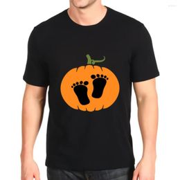 Men's T Shirts Fashion Printed Tshirt Halloween Pregnancy Announcement Pumpkin Baby Feet Customization Tees Top Mens Loose