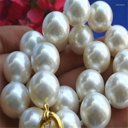 Chains 20mm Round White Shell Pearl Necklace 18K Clasp 18inch Women Gorgeous Elegant Hand-made Mesmerising Jewellery