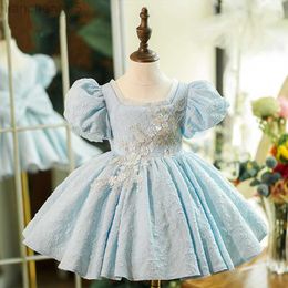 Girl's Dresses Little Girl Evening Dresses Luxury Birthday Party Ball Gown Flower Child Bow Print Dress Princess Elegant Kids 2 6 8 10 14 Years W0314