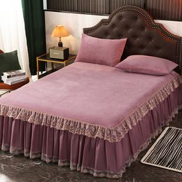 Bed Skirt Milk Velvet Linen Bedspread On The Bed Skirt Bed Cover Bed Plaid Bedspread 220x240 Velvet Pillowcase Bed Sheet 230314