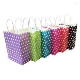 Gift Wrap 10PCS Paper Bag Polka Dot Kraft With Handles Sale Festival Bags DIY Multifunction Shopping