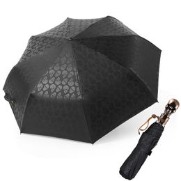 Umbrellas Luxury Classic Skull Automatic Business Man Rain Umbrella Strong Windproof Paraguas Sun Protection Parasol Women Car Decoration 230314