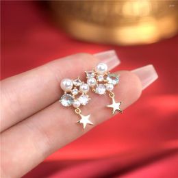 Hoop Earrings 2023 Simple Stylish Women Stud Shiny White Zircon Exquisite Star Square Geometric Female Earring Fashion Jewellery Gifts