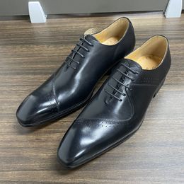 Luxury Brand Italian Men's Leather Dress Shoes Mens New Fashion Lace Up Brown Green Wedding Office Formal Oxford Shoes for Men