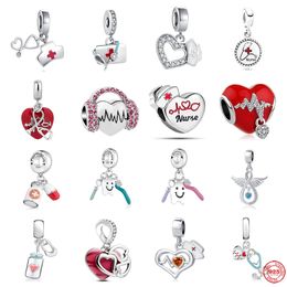 Fit Pandora beads 925 silver charm women Jewellery Nurse Stethoscope Dental Pills Dangle