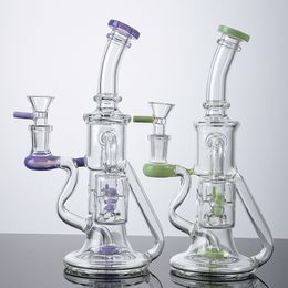 XL167 Double recycler Glass Bongs 14mm Female Joint Hookahs 8Inch Propeller percolater Water Pipes 4mm Thickness Oil Dab Rigs